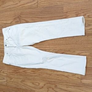 Frame Le Beau straight leg white jeans ripped high rise stretch women's size 29"